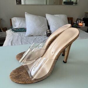 Clear Stilettos with Cork Heel